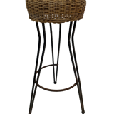 Vintage Stool Rattan Rohe Noordwolde Netherlands 1960s Design