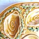 Oyster plates in slip, seafood plates, festive table.
