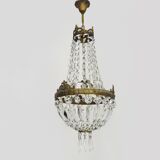Vintage Italian balloon chandelier, glass pendants. 1950s 1960s.