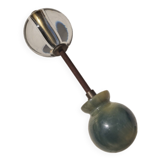 Old jade glass and brass door handle