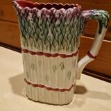 Vintage pitcher of asparagus barbotine Onnaing style