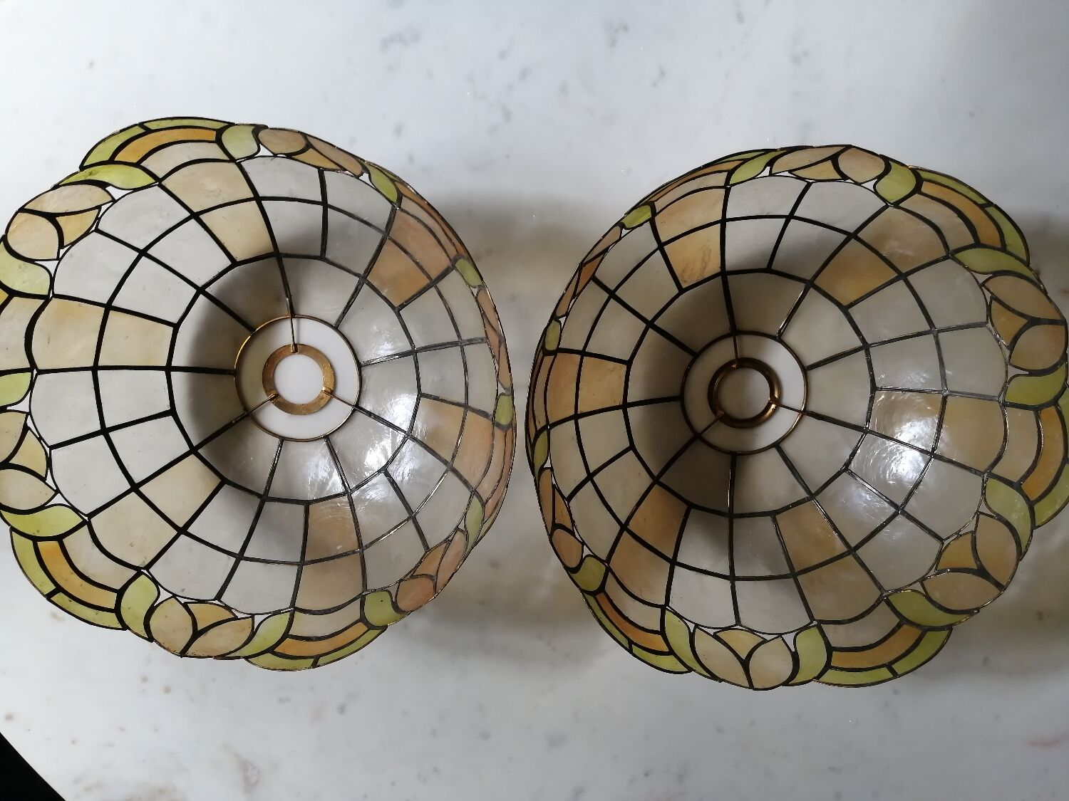 Pair of mother-of-pearl lampshades