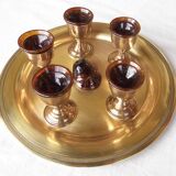 Caviar service in brass and blown glass