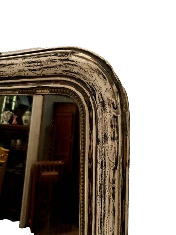 Miroir Louis Philippe en bois et stuc patiné XIX siècle