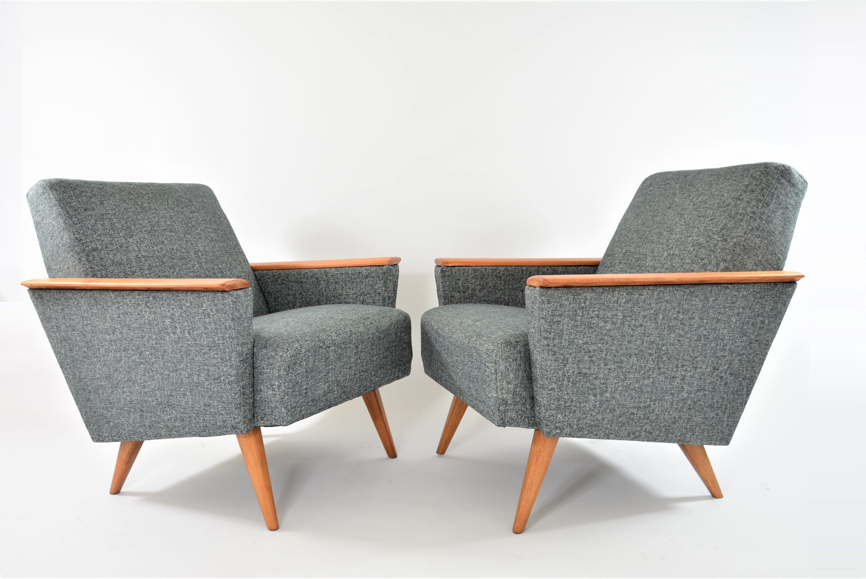 Fauteuil carre gris chiné