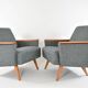 Fauteuil carre gris chiné