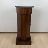 Biedermeier Drum Cabinet in Walnut Veneer & Marble, France, 1830s