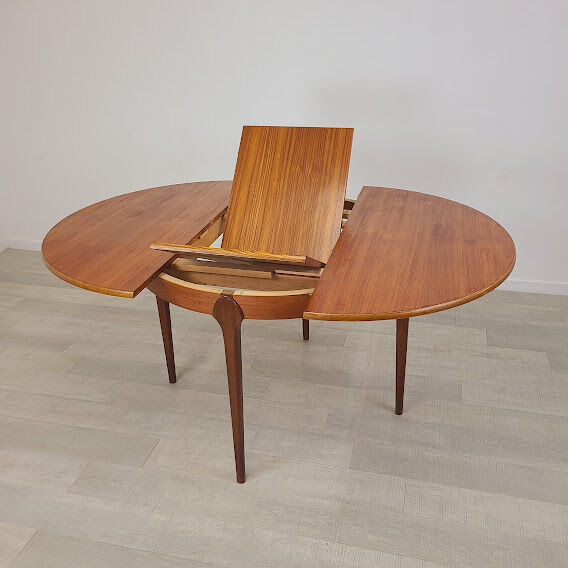 Table à manger ronde McIntosh teck design scandinave années 50 vintage