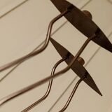 Dark Bronze Metal Candlesticks, Zigzag Postmodern Memphis Style, 2-Piece Set, Italy 1990s