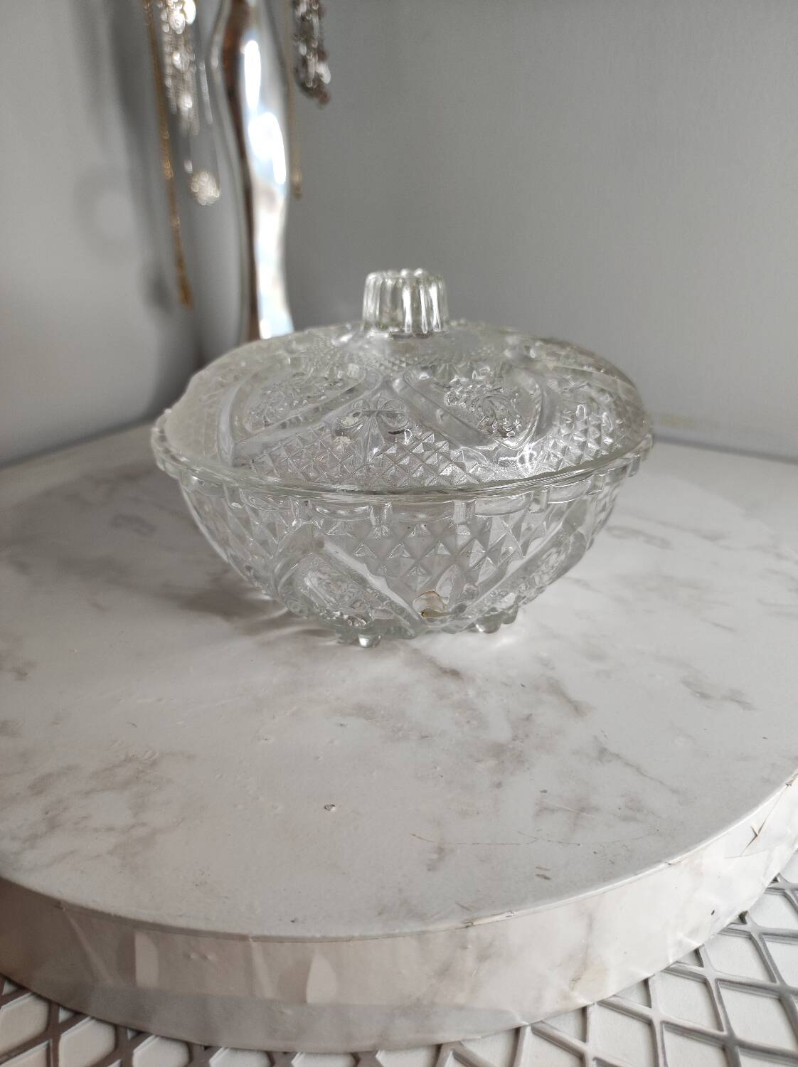 Vintage cut glass candy dish
