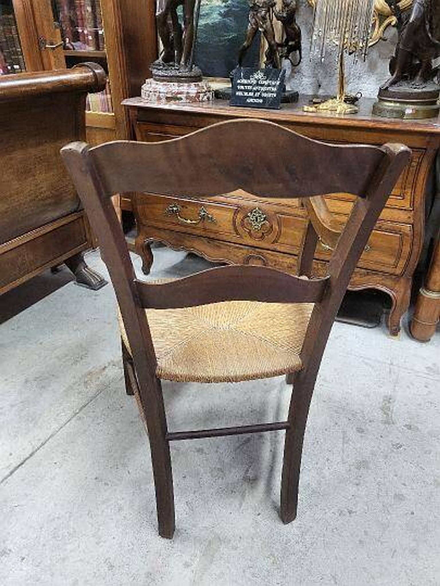 Old 19th century walnut straw armchair n° 2