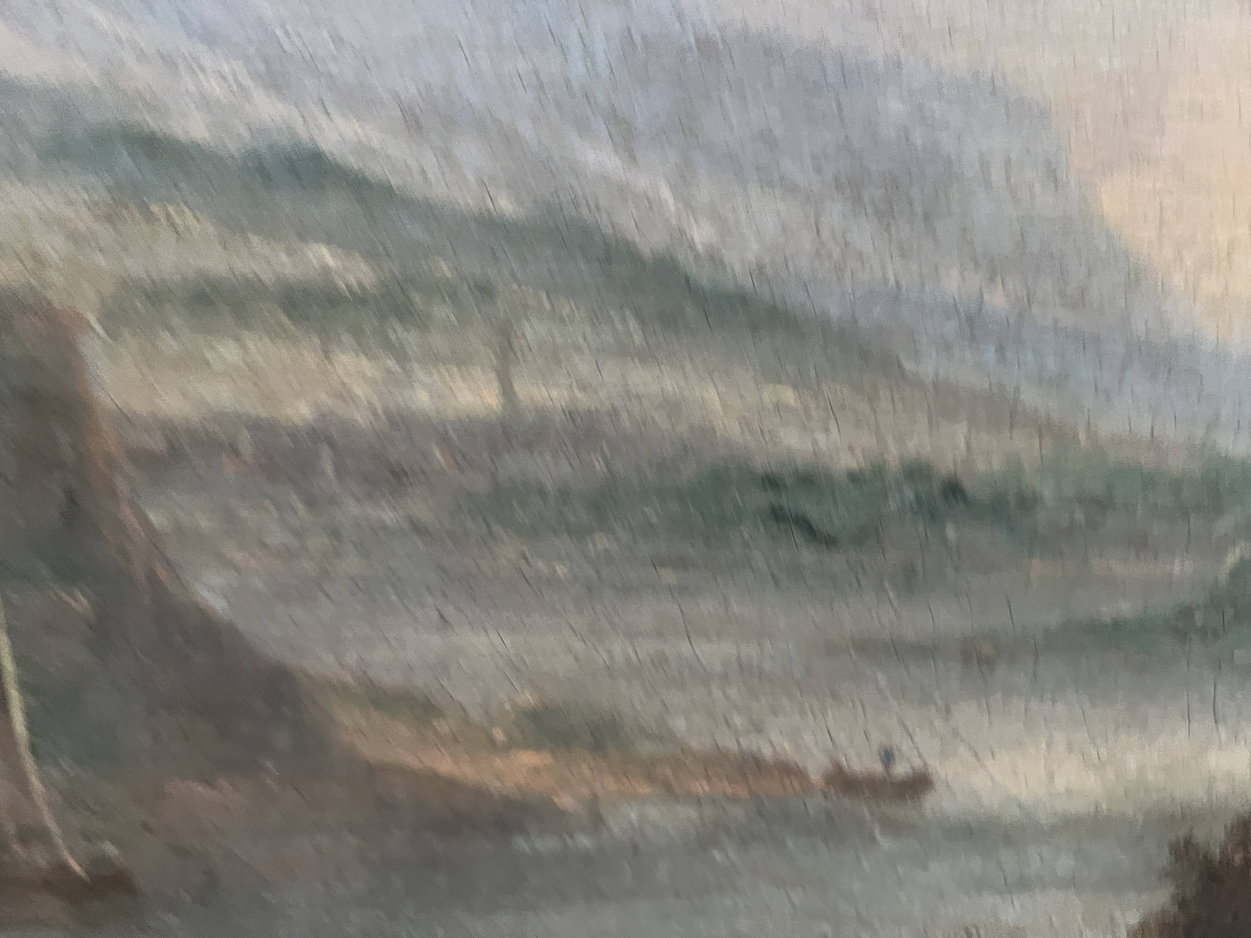Oil on canvas "Seascape and Mountains" 19th century