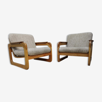 Paire de fauteuils traineau de style scandinave années 60/70
