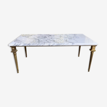Table basse louis xvi en bronze et marbre