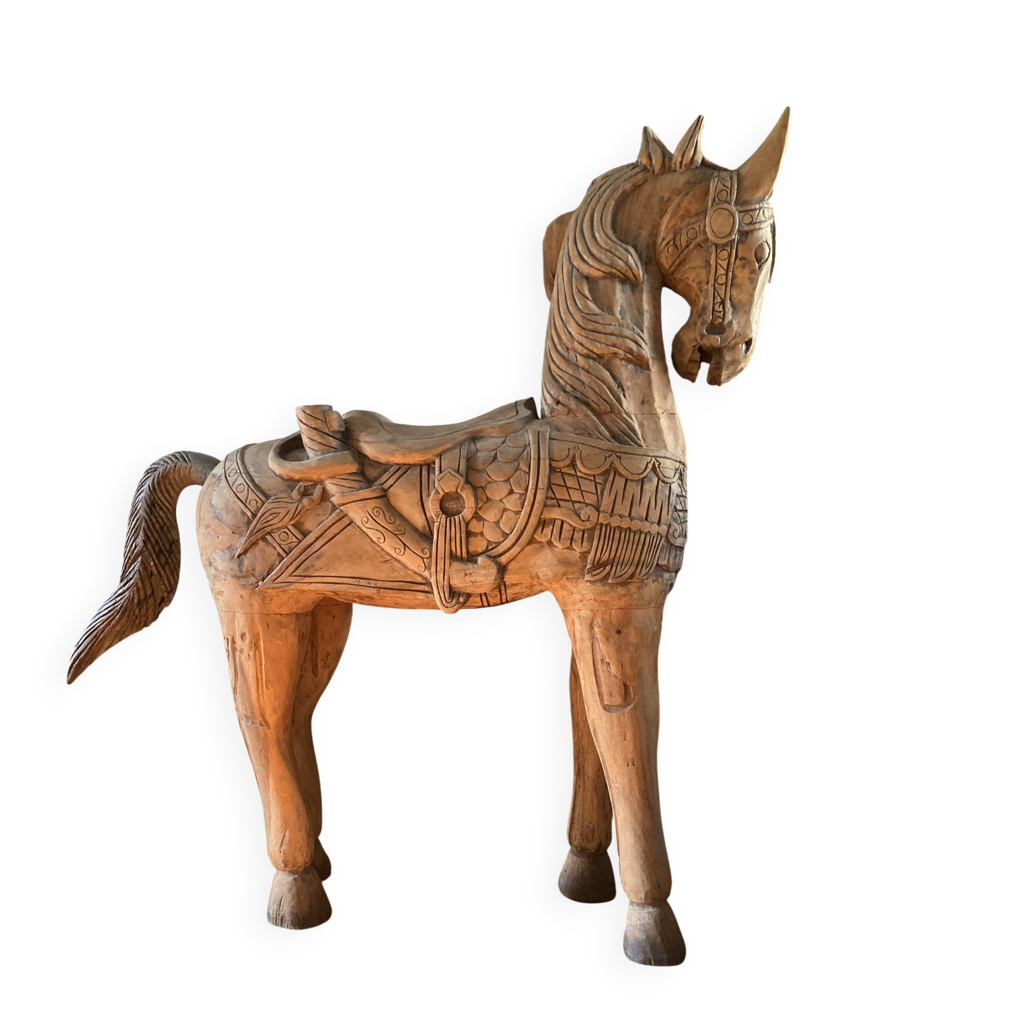 Cheval indien en bois