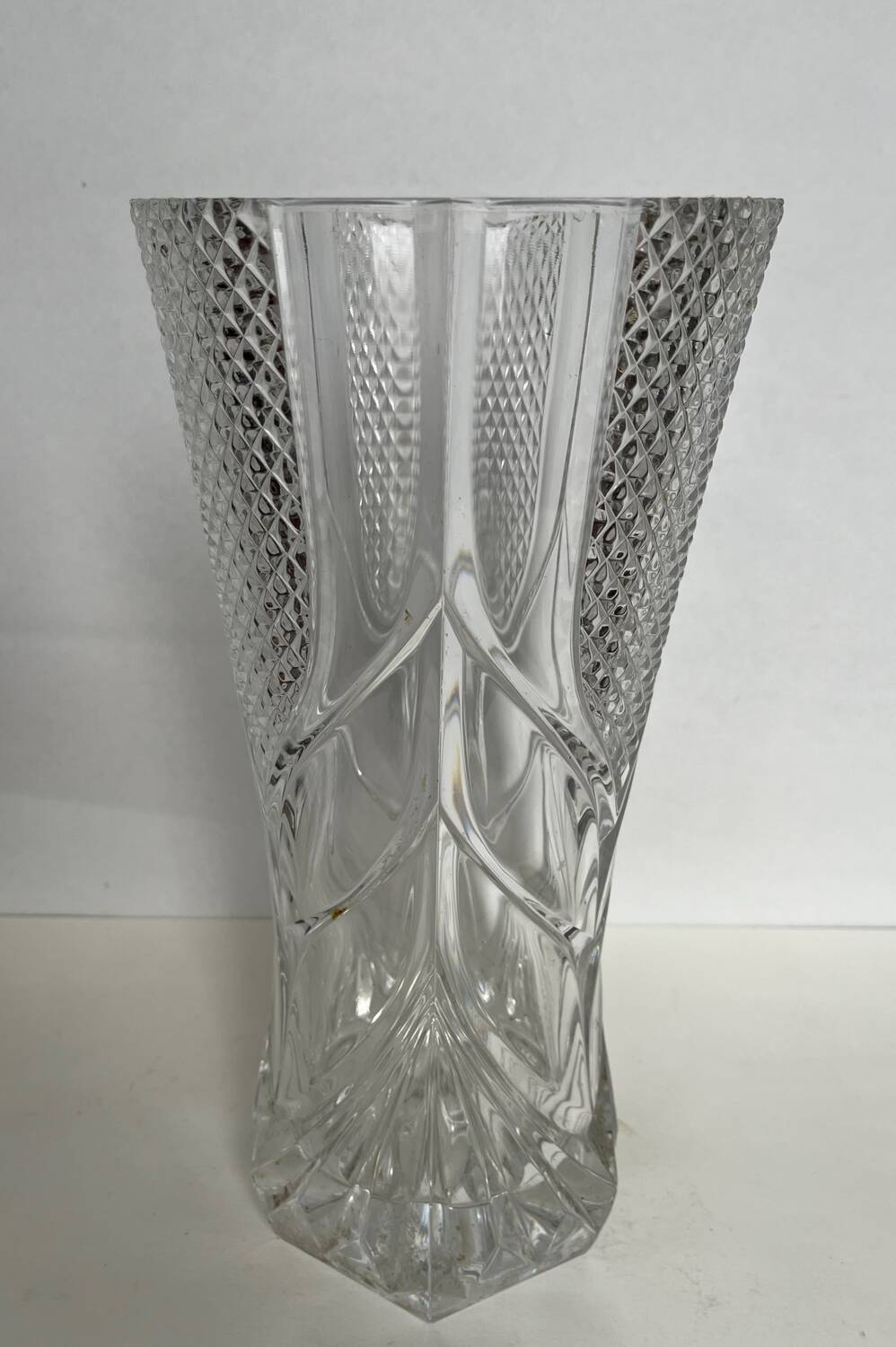 Large molded crystal vase