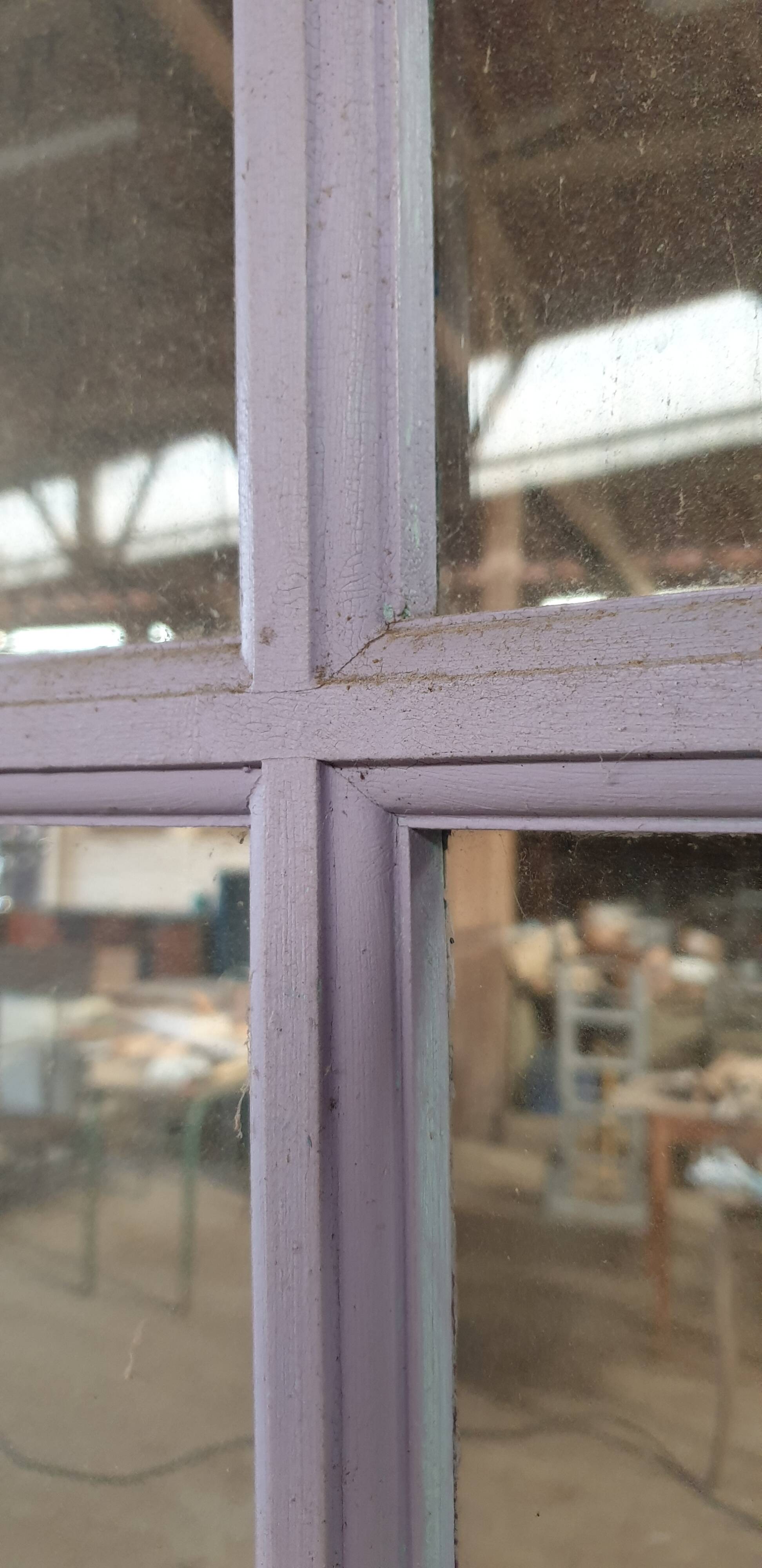 Pair of Colored Glass Doors with Frame - 1960s