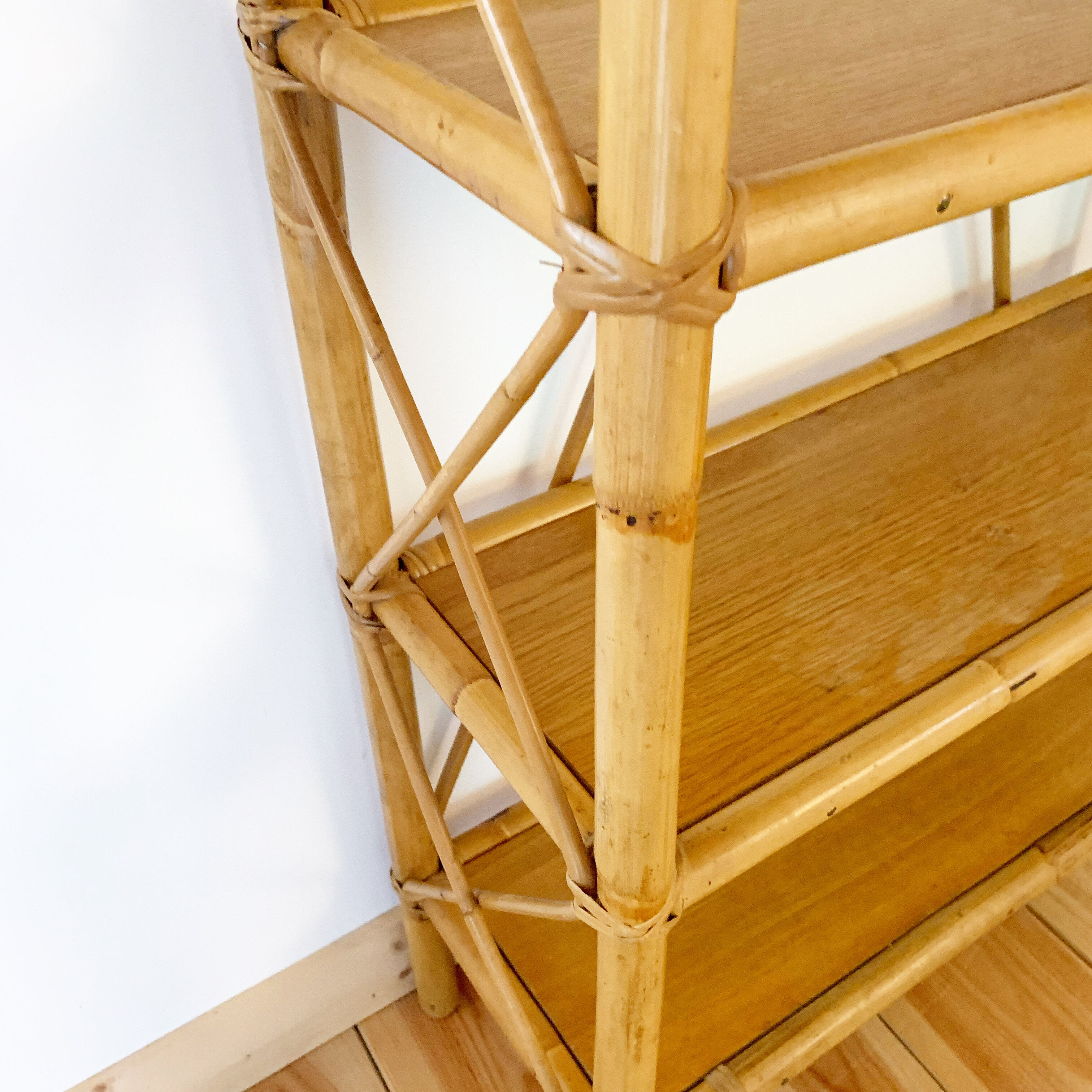 Vintage rattan stand shelf