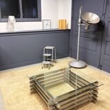 Polished stainless steel coffee table - Italian '70s style