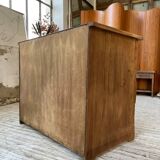 Brutalist desk in elm, signed Aranjou.