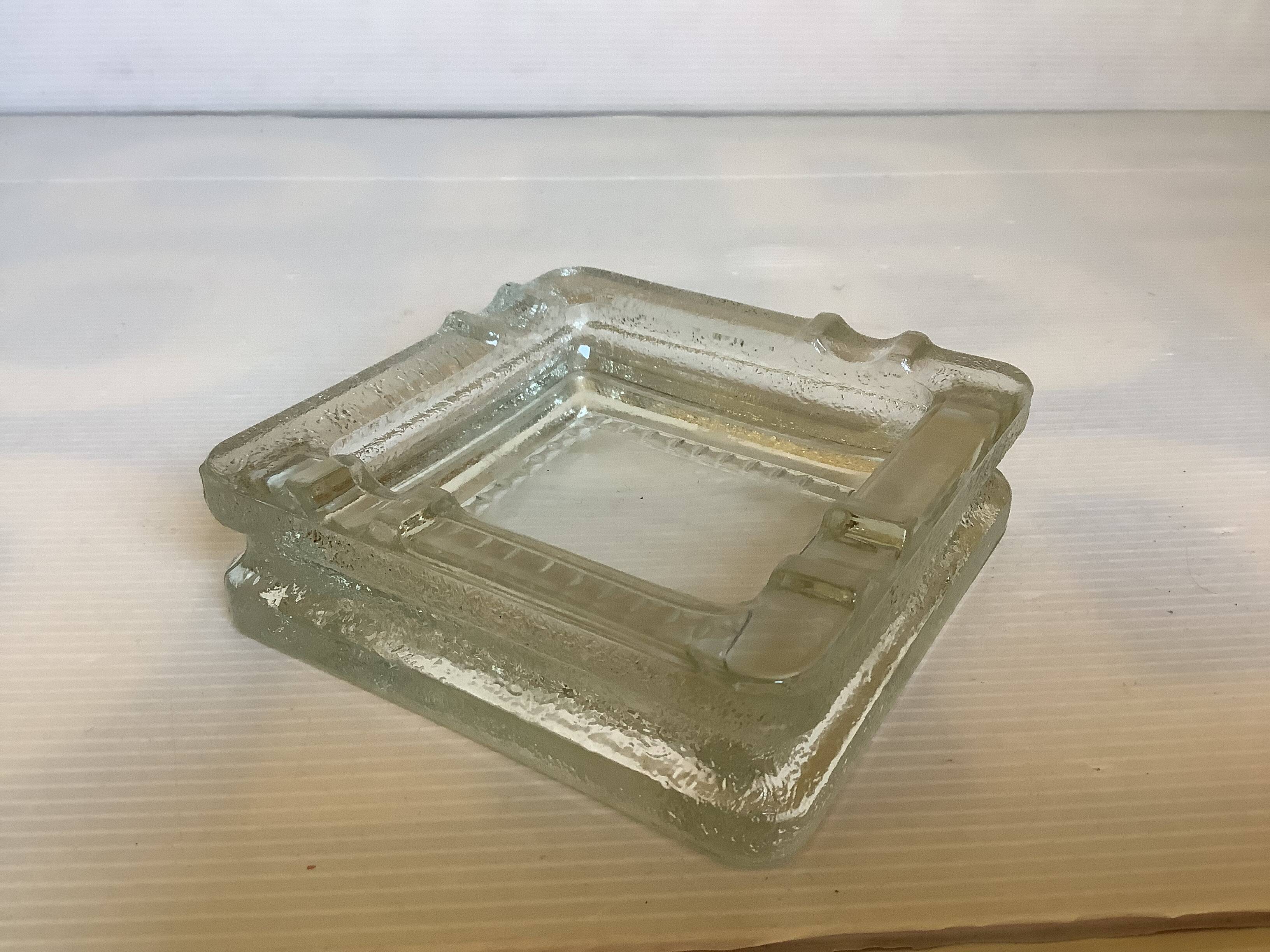 Thick glass ashtray