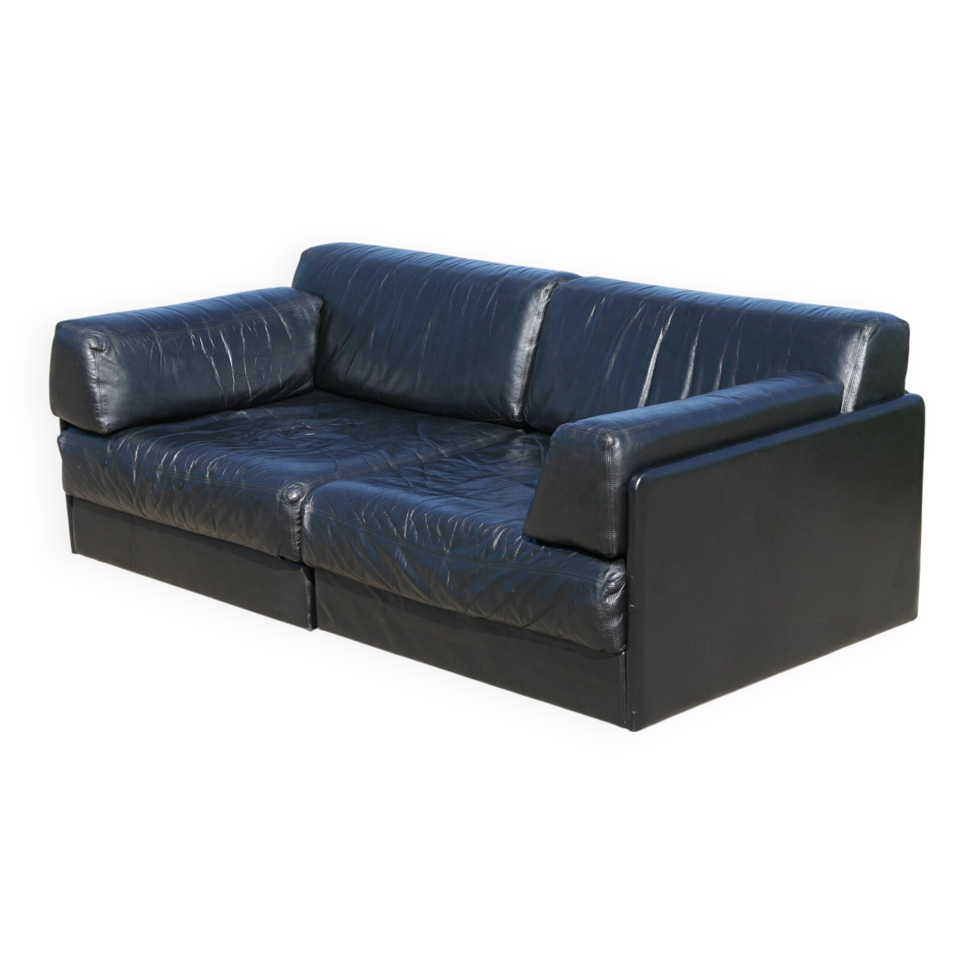 Cuir noir Vintage de Sede DS 69 Canapé-lit de jour Freestanding Sofa 1970 Suisse - En vente sur France