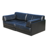 Canapé De Sede DS-76, cuir noir, modulable, Suisse, années 70