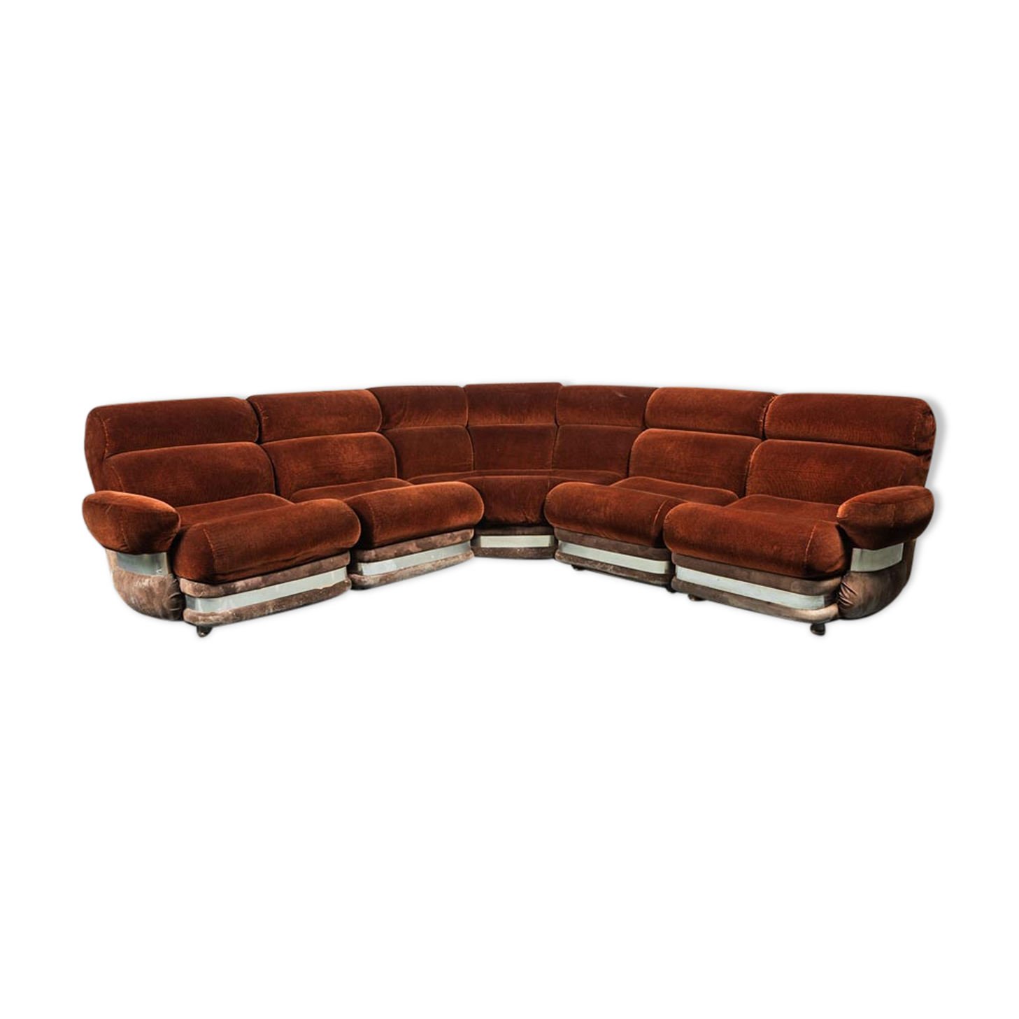 Modular sofa 5 seater fabric burgundy 70