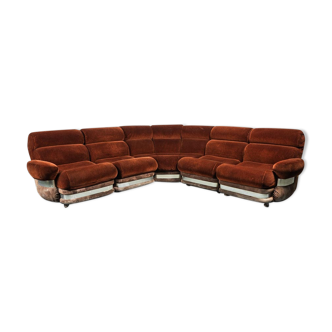 Modular sofa 5 seater fabric burgundy 70