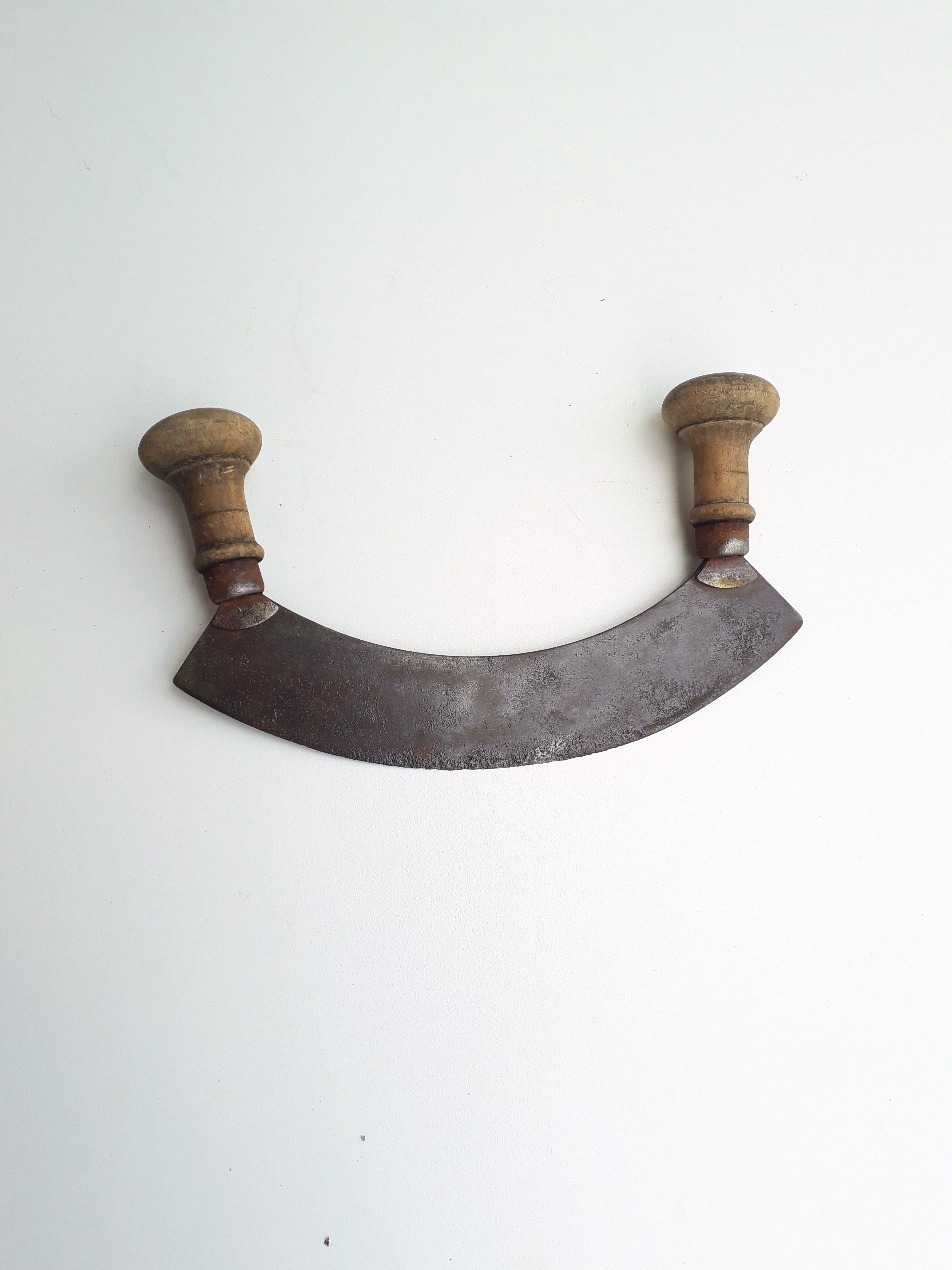 Ancien Hachoir En Acier Forgé – Hachoir De Boucher – Outil Vintage