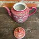 Antique MUN SHOU Teapot Pink Porcelain Flower Decor China Vintage #