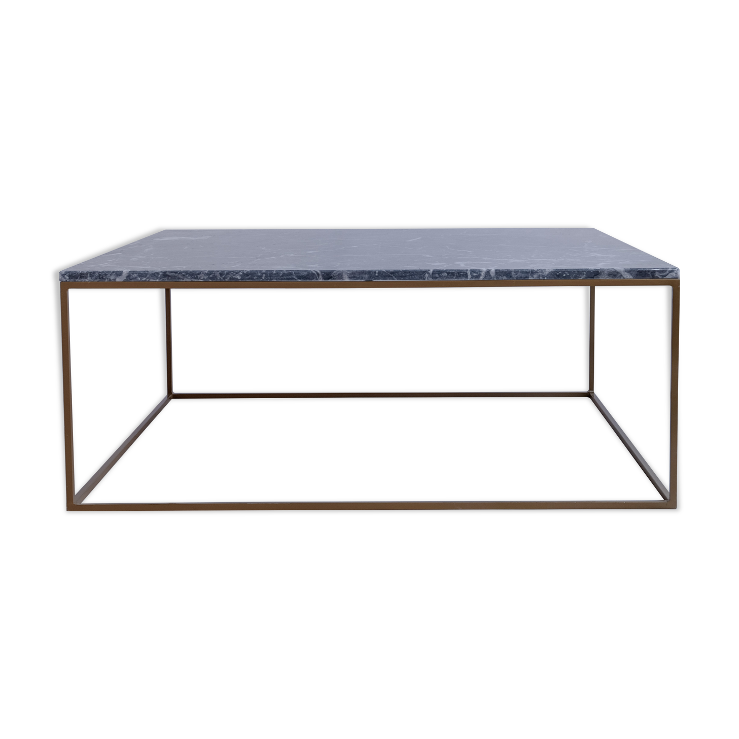 Table basse carrée 100x100x40 en marbre gris emperador.