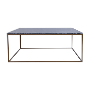Table basse carrée 100x100x40 en marbre gris emperador.