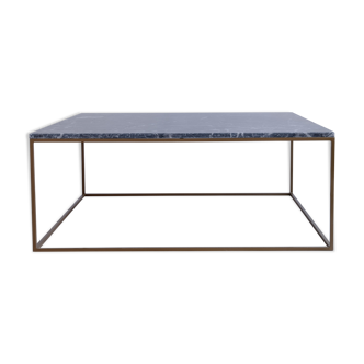 Square coffee table 100x100x40 in grey marble emperador.