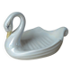 Soap holder or swan trinket in vintage iridescent white ceramic, swan sponge holder, jewelry holder