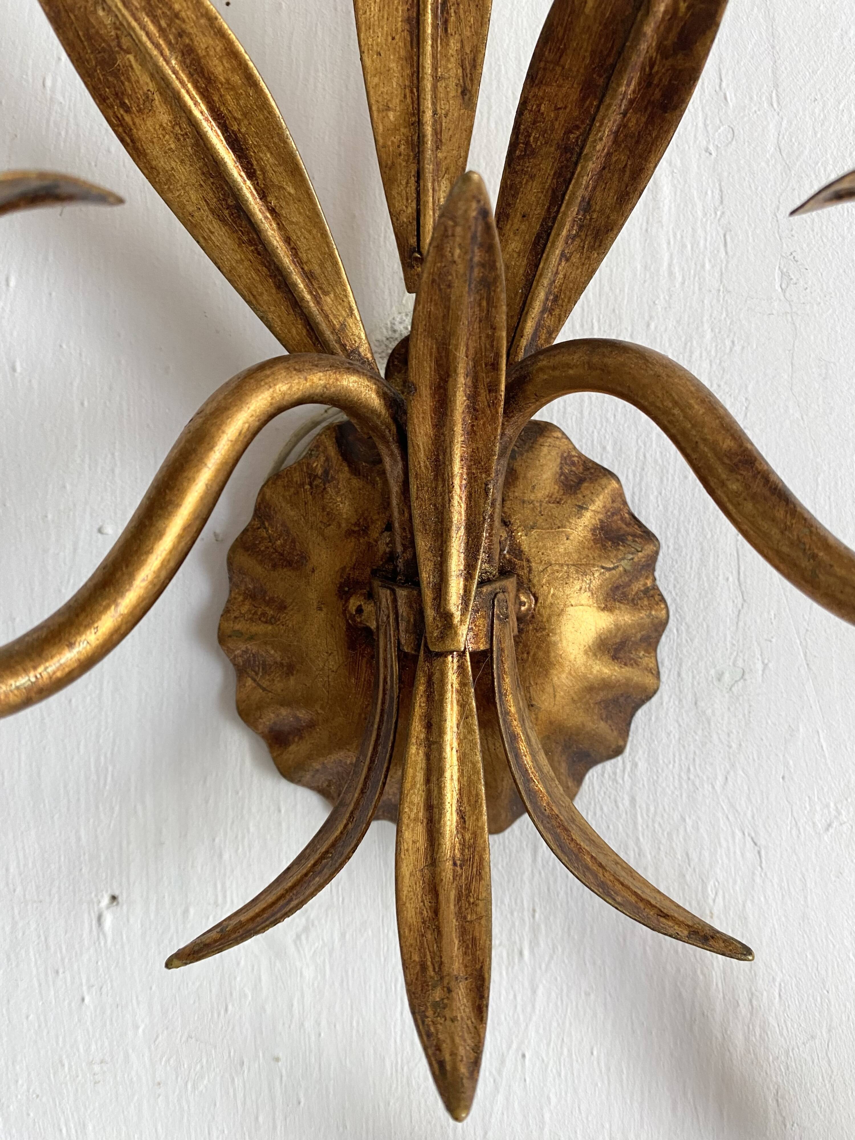 Hollywood Regency Italian wheat ear sconces