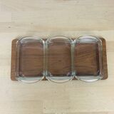 Scandinavian teak and Danish glass aperitif tray 60's