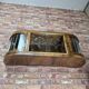 Upcycled Art Deco Walnut Wall Cabinet with Engraved and Slatted Glass - 193