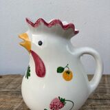 Ceramic rooster pitcher decorated with vintage flowers