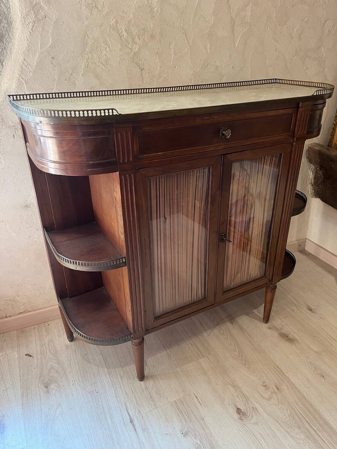 Antique marble and wood sideboard