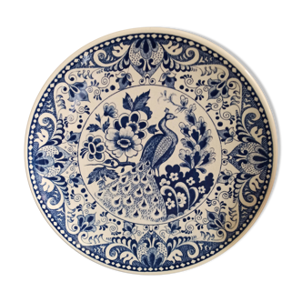 Assiette paon majestueux faïencerie hollandaise