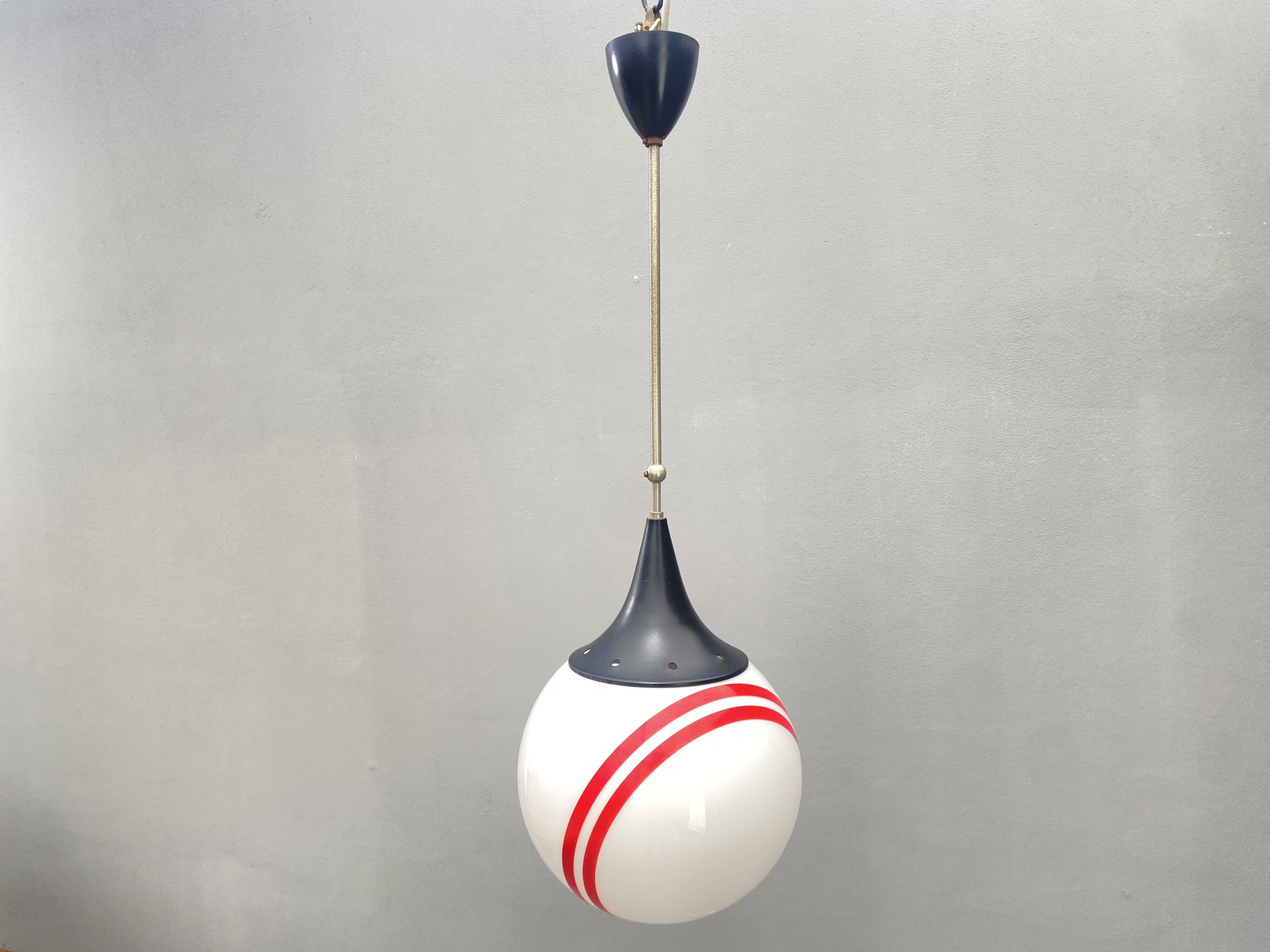 Hanging Pendant Lamp with Round Glass Shade