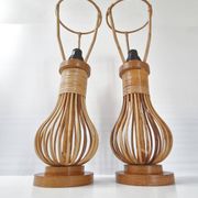 Pair of vintage rattan lamps 1960