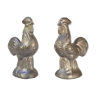 Pair of cast aluminum roosters