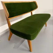 Sofa and armchair designed by Herta-Maria Witzemann, moulded wood, 1960s.