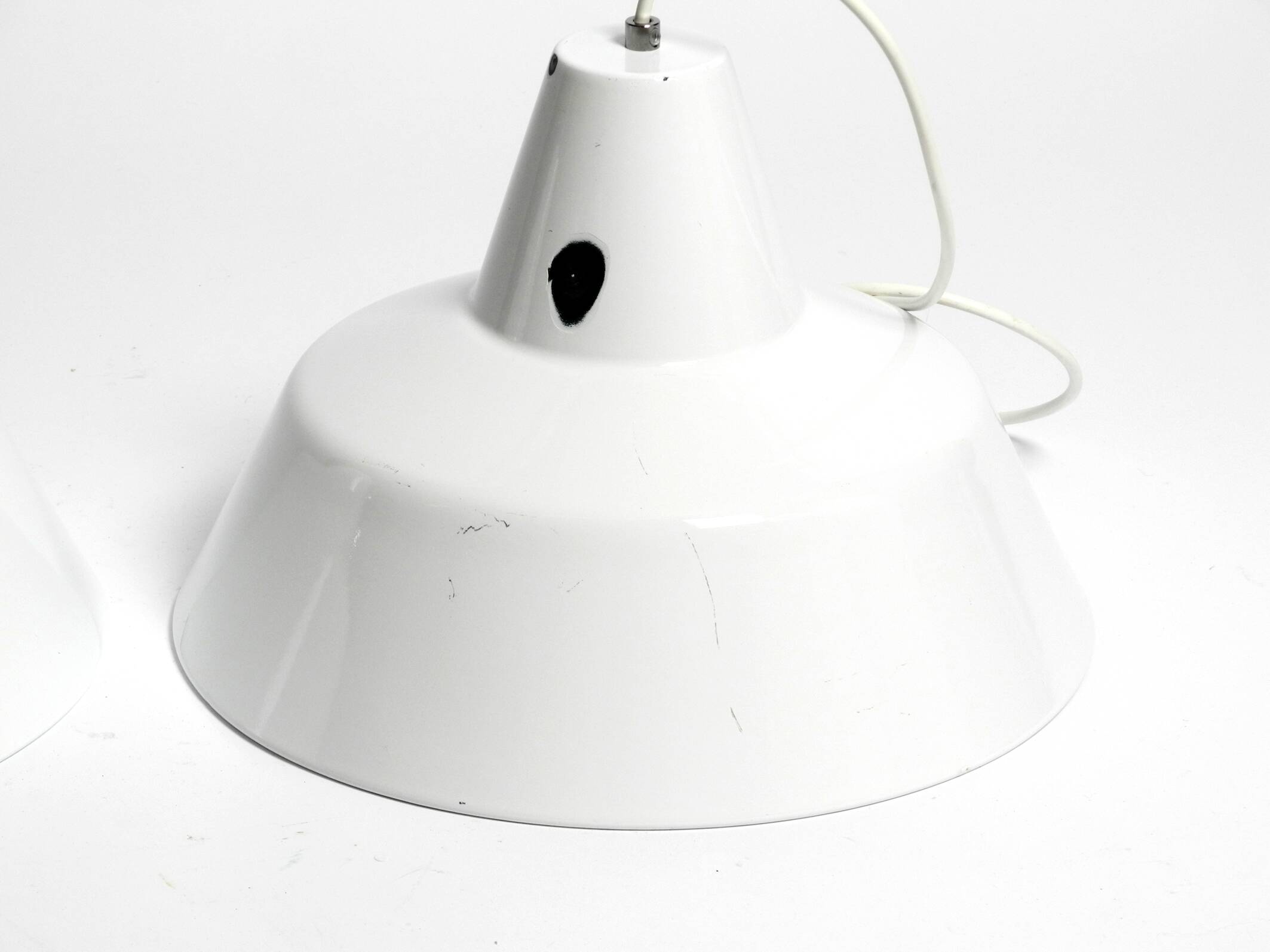 Two 50s metal enamel ceiling lamps by Axel Wedel Madsen for Louis Poulsen