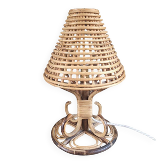 Vintage table lamp in bamboo and rattan