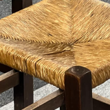 4 brutalist chairs in straw and wood