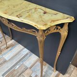 Console vintage en onyx et métal doré