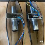 Pair of smoked glass wall lights from the 70s